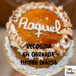 Tarta de yema confitada y nata